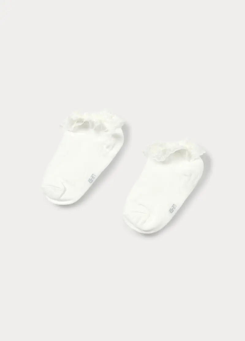 Calze Corte Misto Cotone, Bambina, Bianco avorio