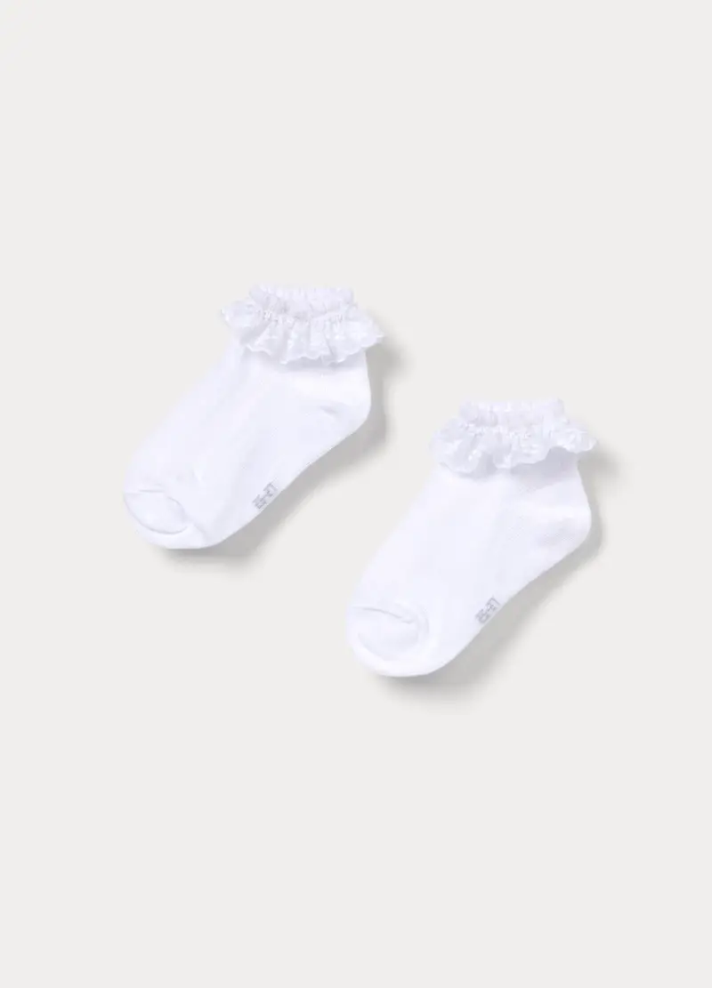Calze Corte Misto Cotone, Bambina, Bianco gesso