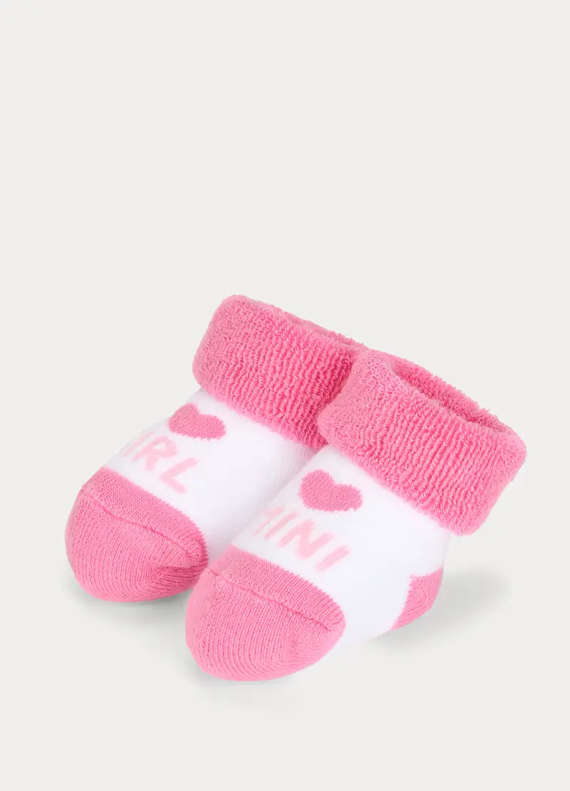 Calze In Spugna Jacquard Neonata, Bianco/Rosa, U