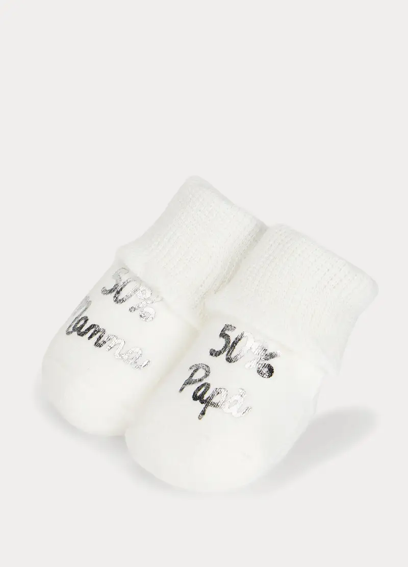 Calze In Spugna Misto Cotone, Neonato, Bianco gesso, U