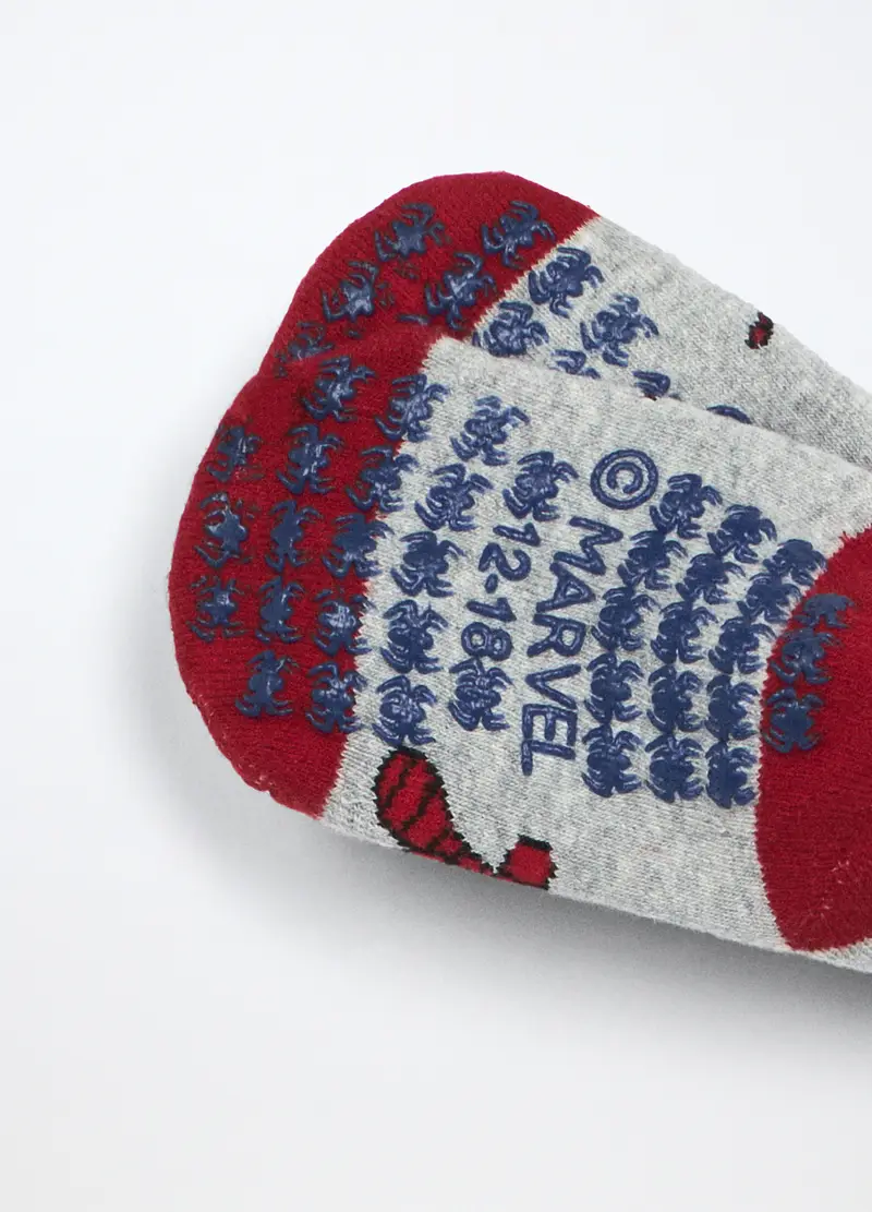 Calzini Antiscivolo In Spugna Misto Cotone Neonato, Unisex, Rosso aragosta miniatura 3