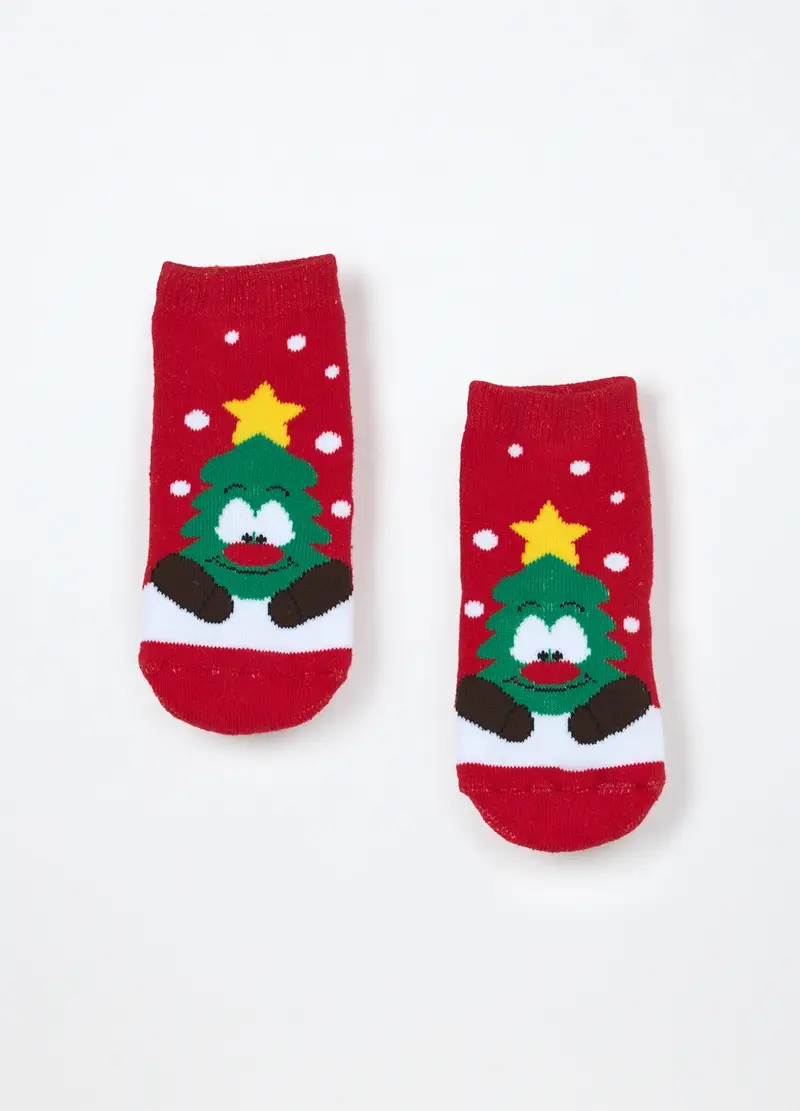 Calzini Antiscivolo In Spugna Misto Cotone, Unisex, Rosso aragosta miniatura 2