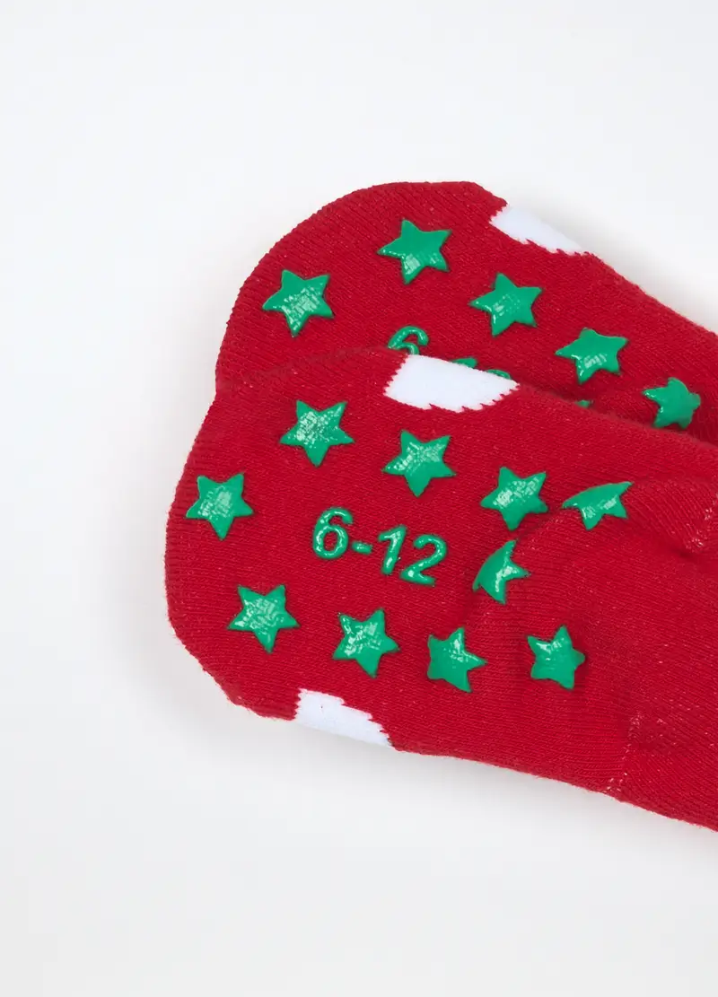 Calzini Antiscivolo In Spugna Misto Cotone, Unisex, Rosso aragosta miniatura 3