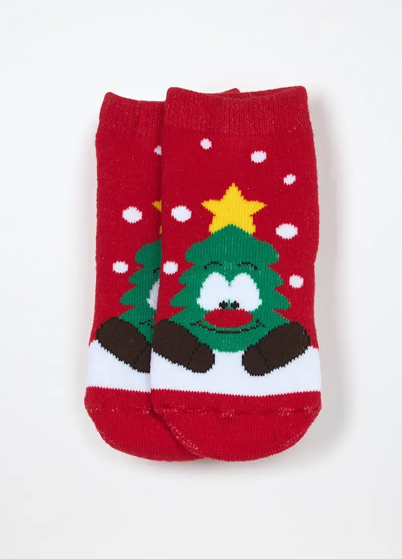 Calzini Antiscivolo In Spugna Misto Cotone, Unisex, Rosso aragosta