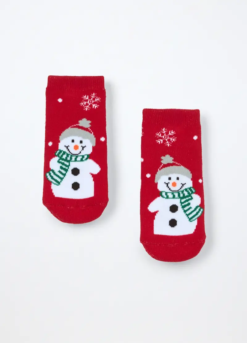 Calzini Antiscivolo In Spugna Misto Cotone, Unisex, Rosso aragosta miniatura 2