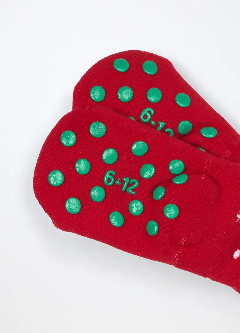 Calzini Antiscivolo In Spugna Misto Cotone, Unisex, Rosso aragosta miniatura 3