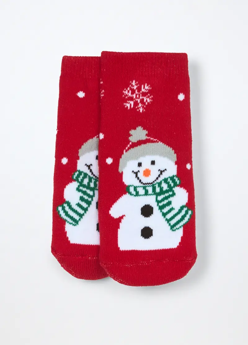 Calzini Antiscivolo In Spugna Misto Cotone, Unisex, Rosso aragosta