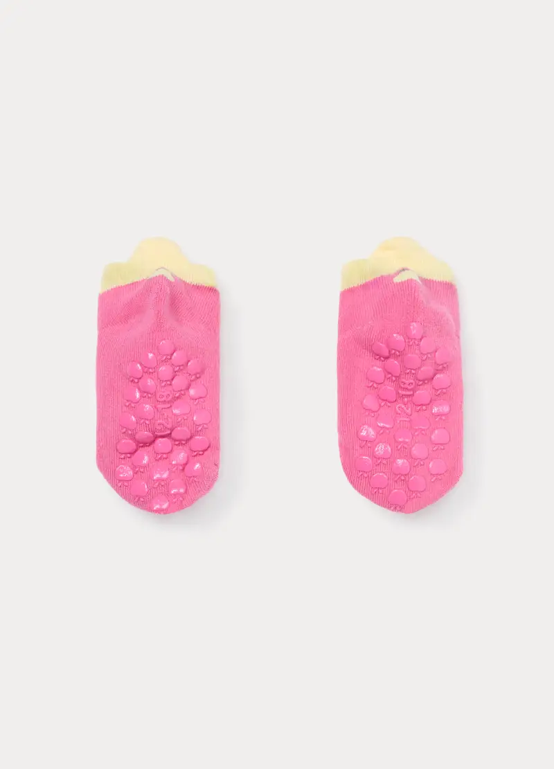 Calzini Antiscivolo In Spugna, Neonata, Rosa fuxia miniatura 2