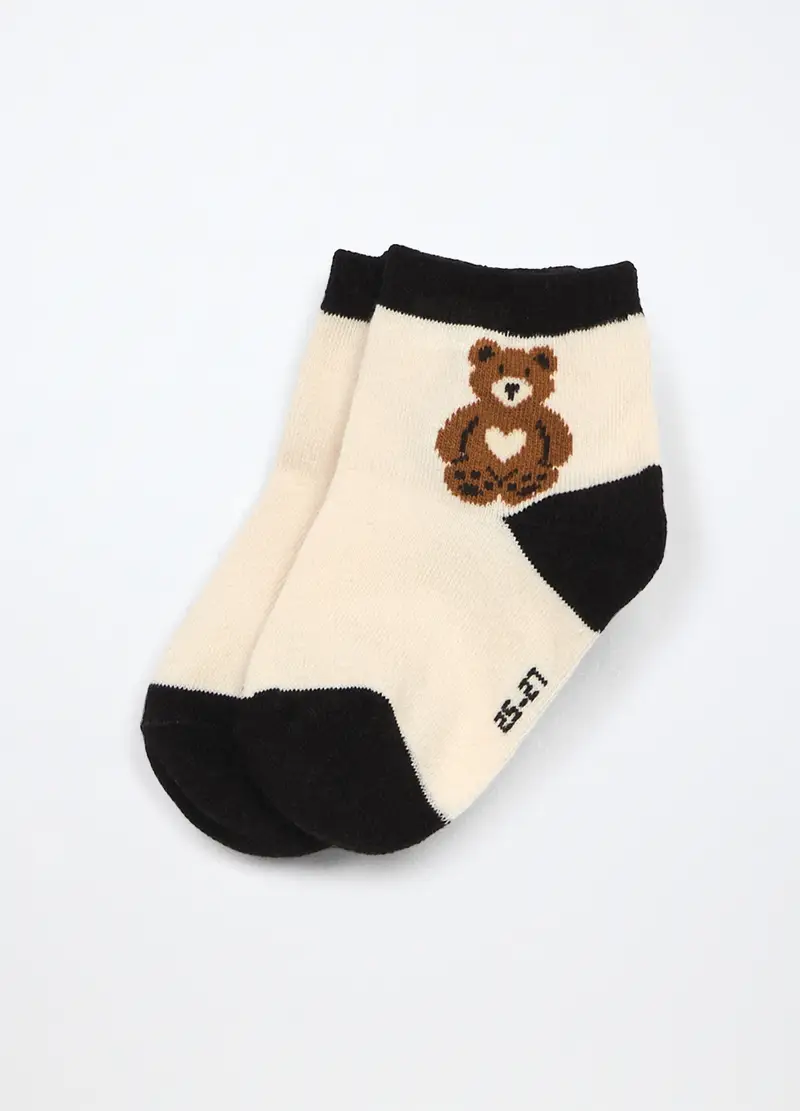 Calzino Tennis In Misto Cotone Bambina, Beige chiaro