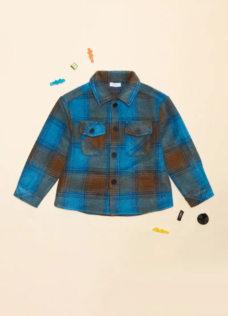 Camicia A Quadri, Bambino, Azzurro cielo