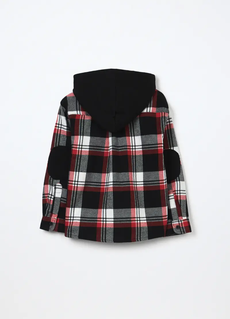 Camicia A Quadri In Flanella Di Puro Cotone Bambino, Rosso aragosta miniatura 2