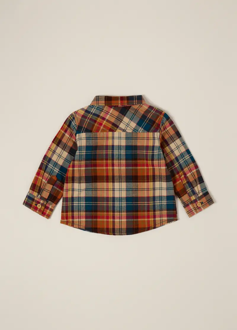 Camicia A Quadri Multicolor In Flanella, Neonato, Blu/rosso miniatura 3