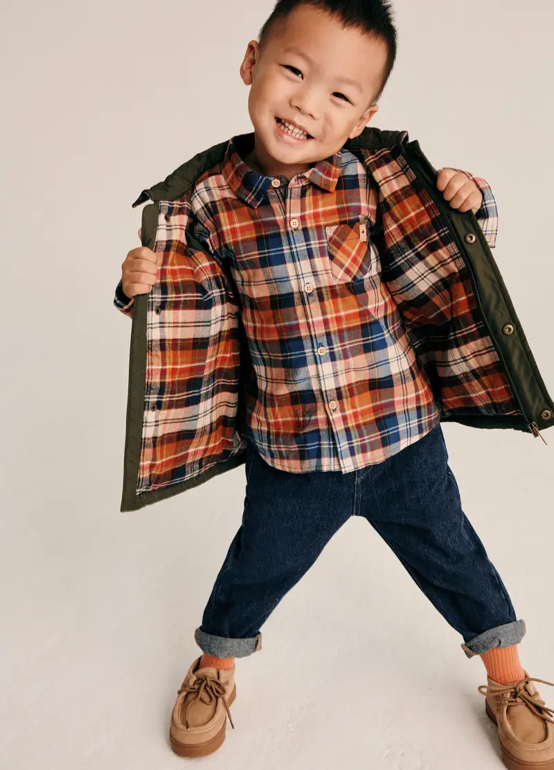 Camicia A Quadri Multicolor In Flanella, Neonato, Blu/rosso