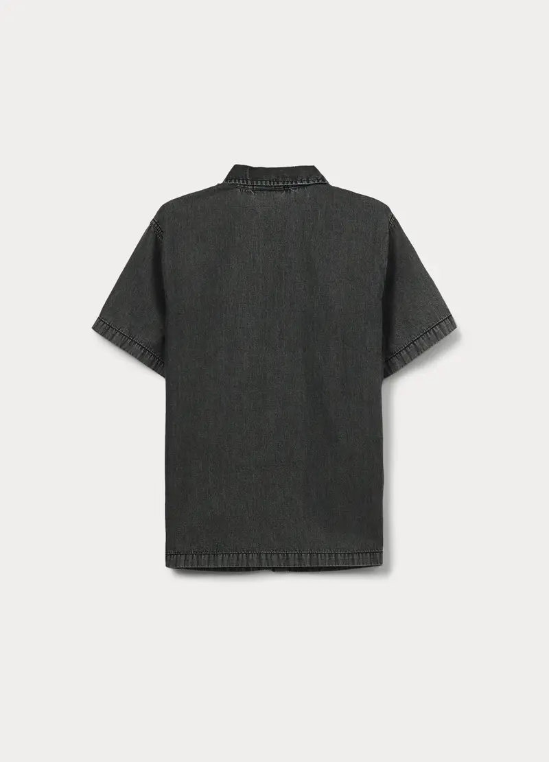 Camicia In Chambray Di Puro Cotone Ragazzo, Bambino, Nero stampa 1 miniatura 2