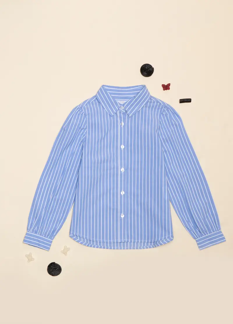 Camicia In Cotone, Bambina, Azzurro cielo