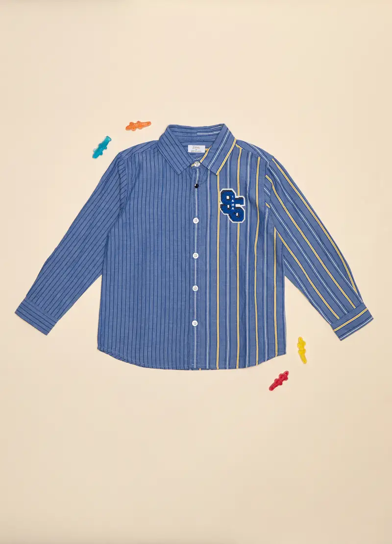 Camicia In Cotone, Bambino, Blu oceano