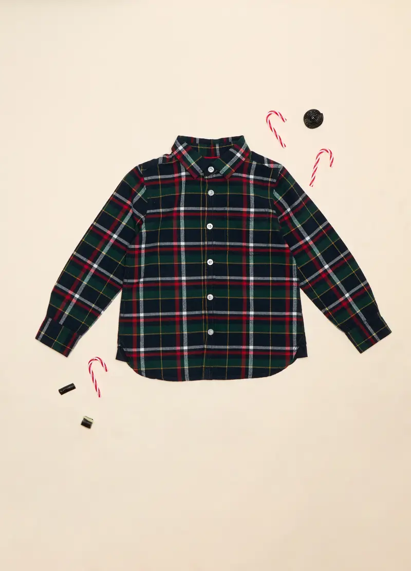 Camicia In Cotone, Bambino, Blu scuro