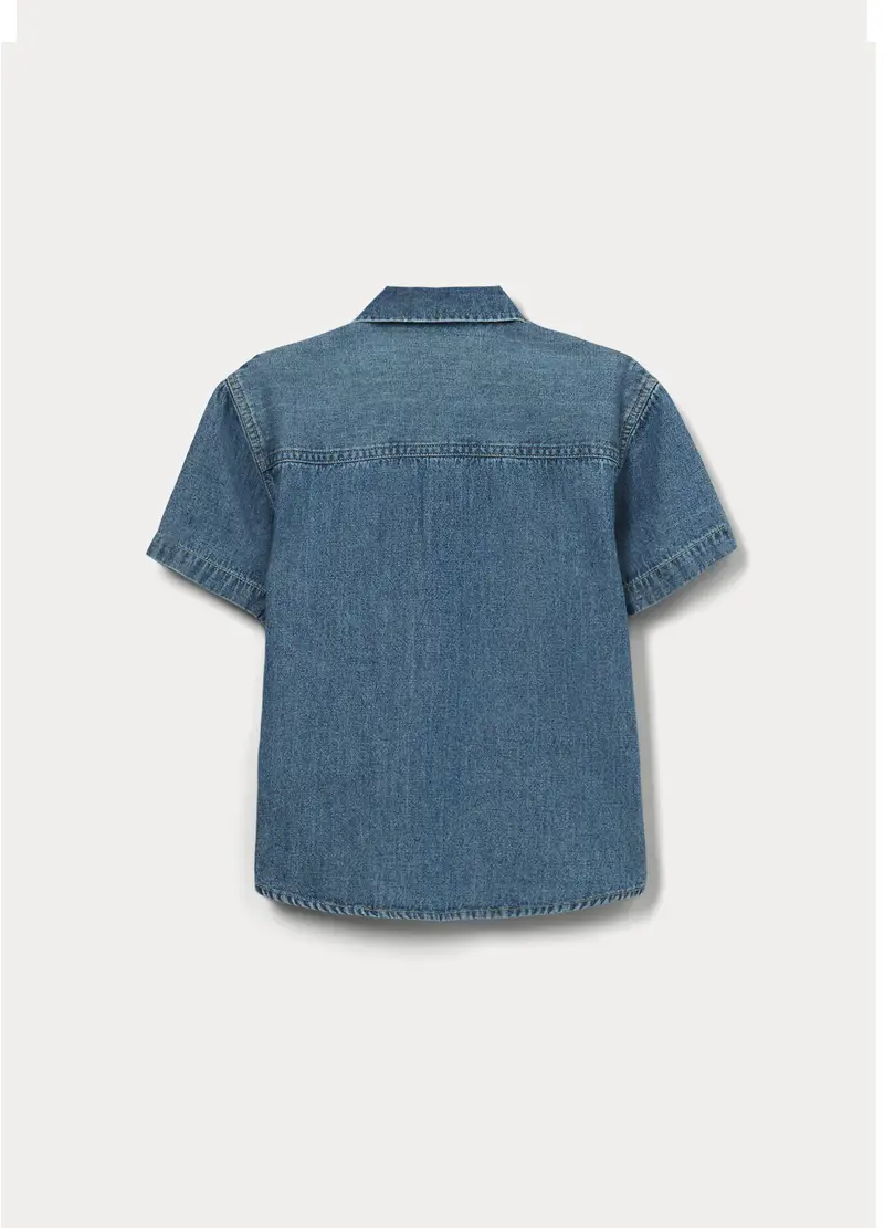 Camicia In Denim Di Puro Cotone Bambino, Blu denim miniatura 2