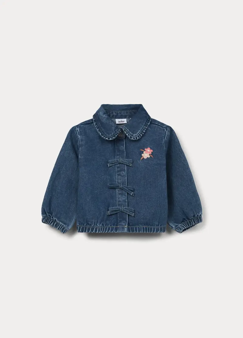 Camicia In Denim Di Puro Cotone Bimba, Bambina, Blu denim