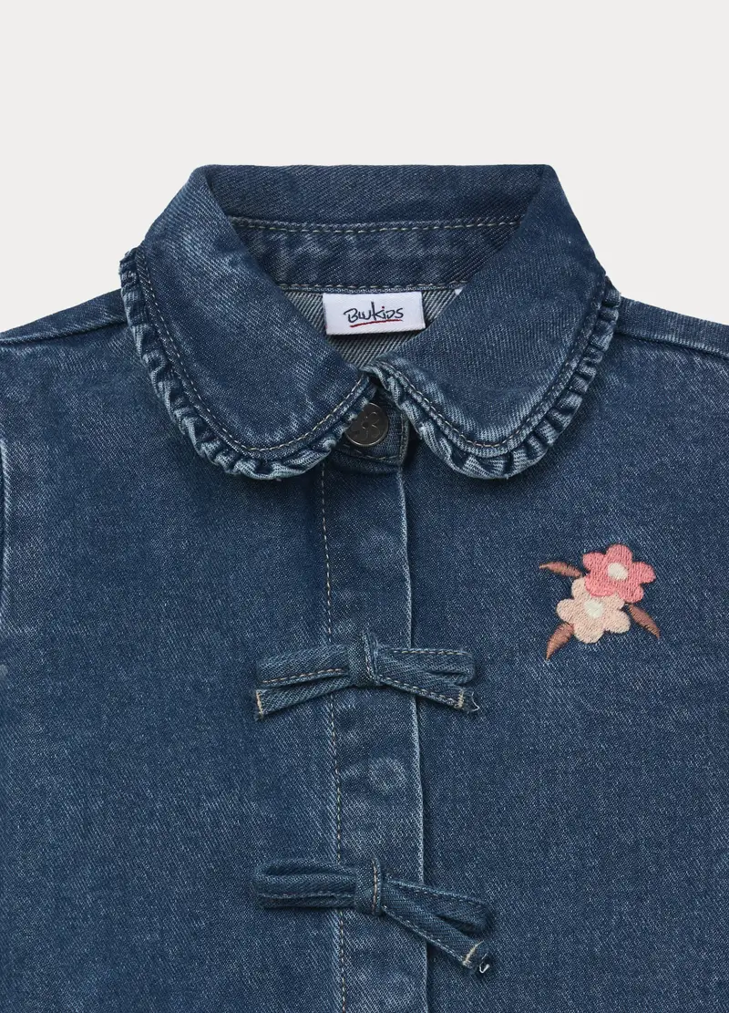 Camicia In Denim Di Puro Cotone Bimba, Bambina, Blu denim miniatura 3
