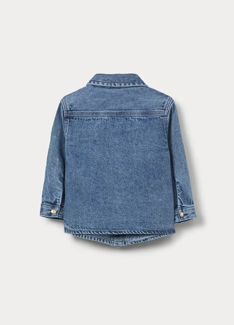 Camicia In Denim Misto Cotone Bimbo, Bambino, Blu denim miniatura 2