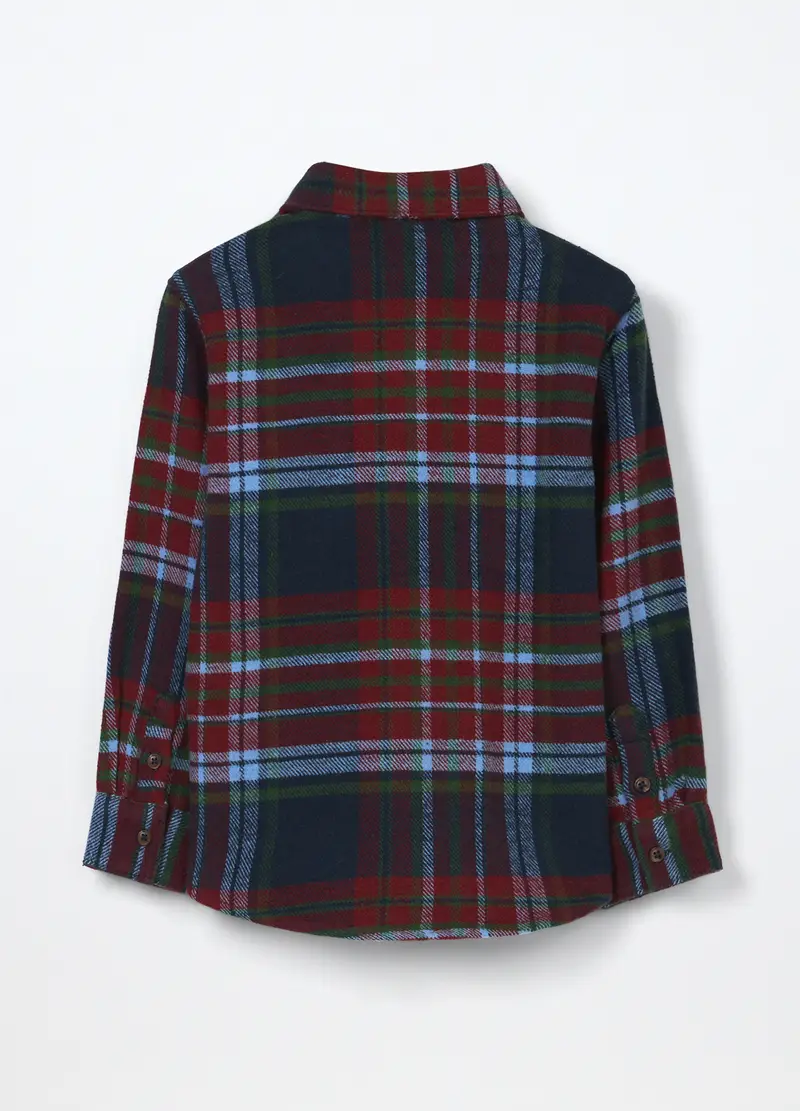 Camicia In Flanella Di Puro Cotone Bambino, Blu/rosso miniatura 2