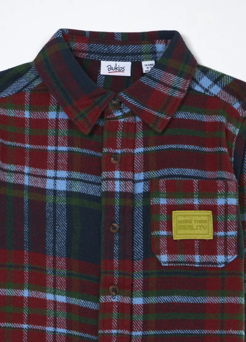 Camicia In Flanella Di Puro Cotone Bambino, Blu/rosso miniatura 3