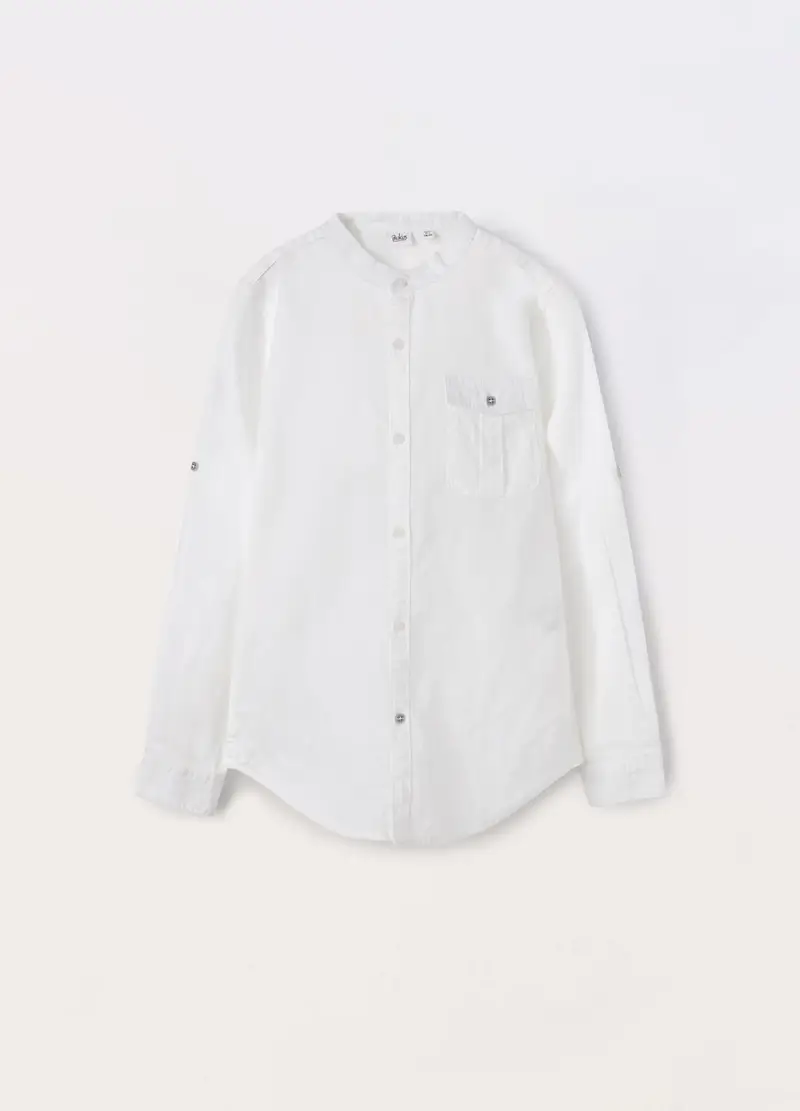 Blukids, Camicia In Misto Lino Ragazzo, Bambino, Bianco gesso, Taglia: 10-11