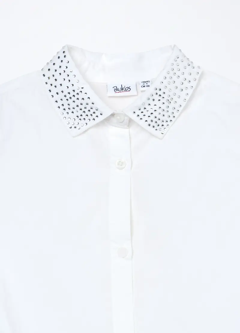 Blukids, Camicia In Popeline Di Puro Cotone Bambina, Bianco gesso, Taglia: 3-4 miniatura 2