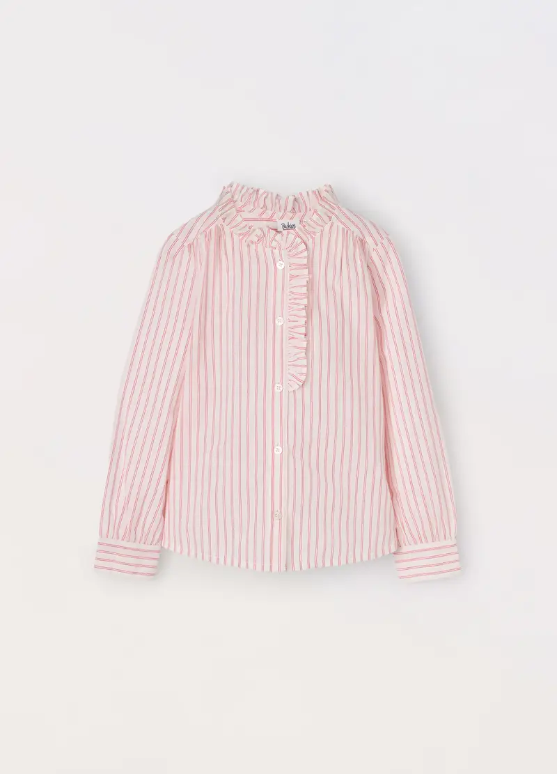 Blukids, Camicia In Popeline Di Puro Cotone Bambina, Bianco/Rosa, Taglia: 3-4