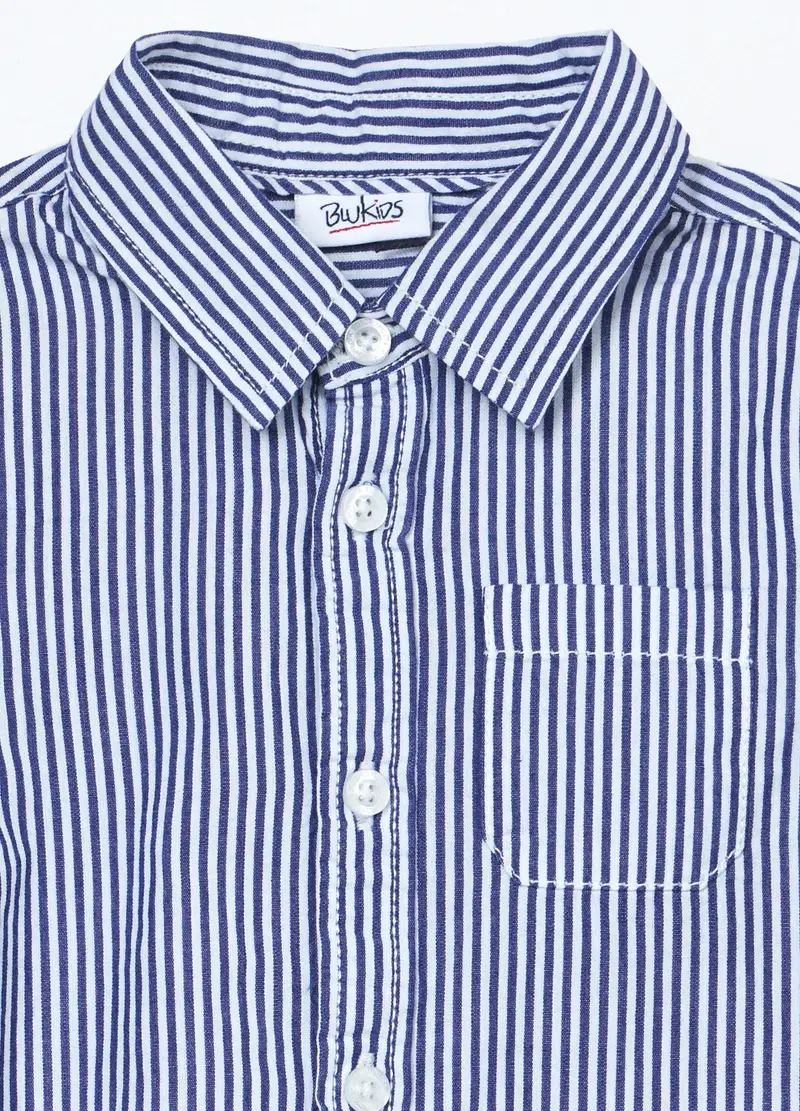 Blukids, Camicia In Popeline Di Puro Cotone Neonato, Bambino, Bianco, Taglia: 9-12 miniatura 2