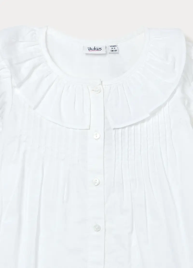 Camicia In Puro Cotone Bambina, Bianco gesso miniatura 3