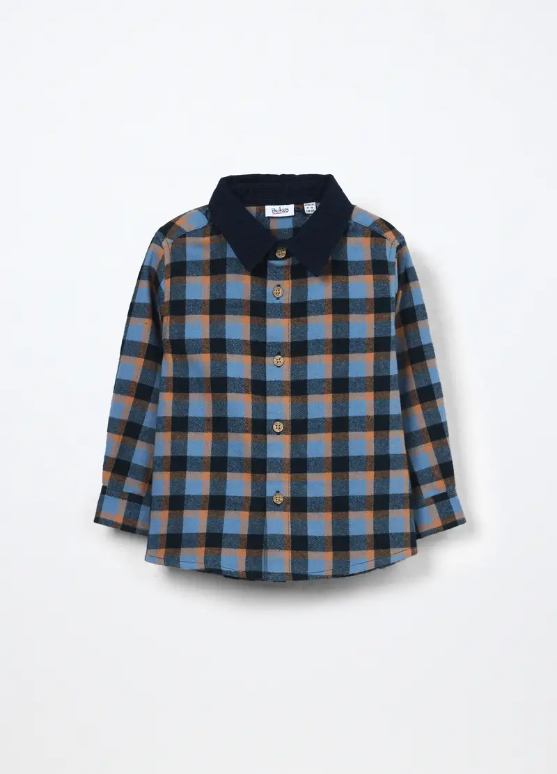 Camicia In Puro Cotone Neonato, Bambino, Blu scuro