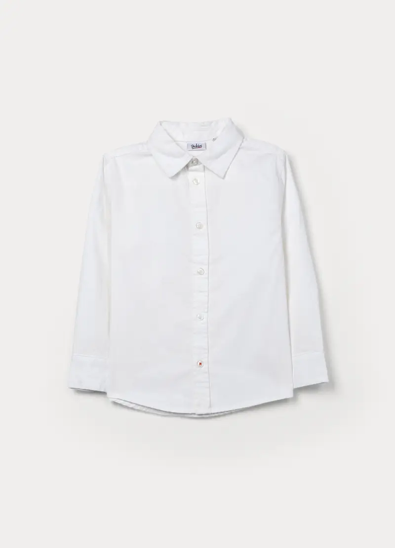 Camicia In Twill Di Puro Cotone Bambino, Bianco gesso