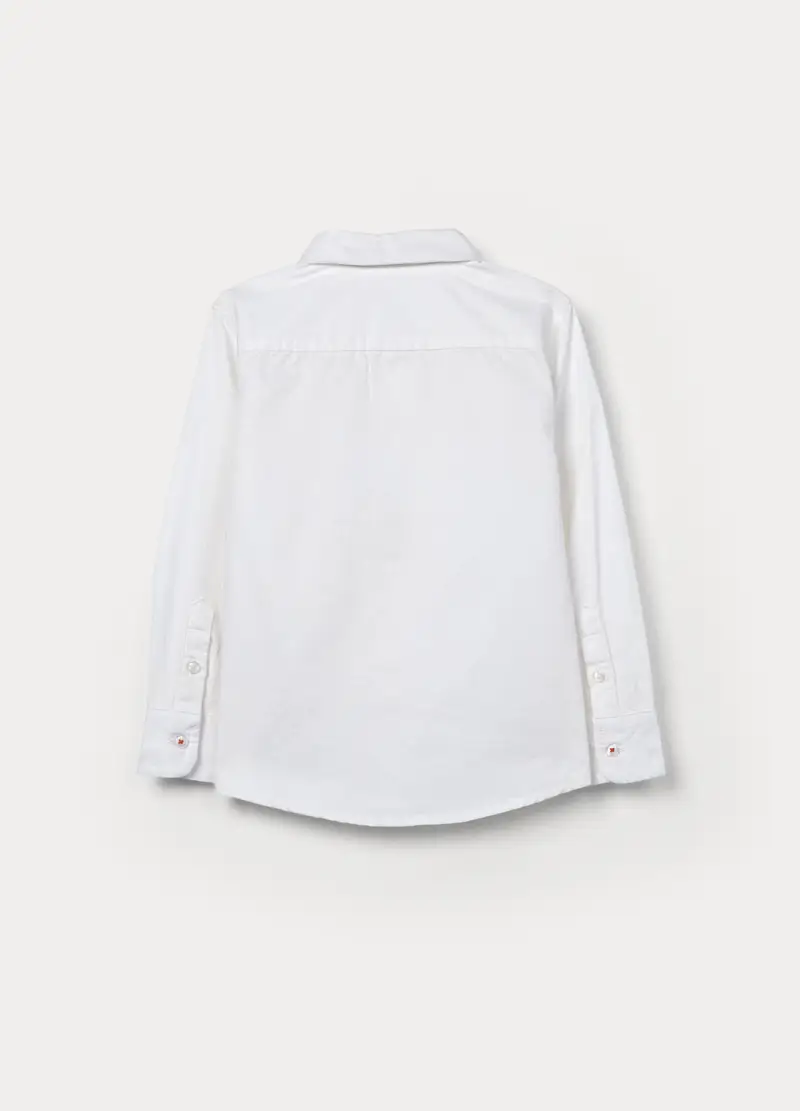 Camicia In Twill Di Puro Cotone Bambino, Bianco gesso miniatura 2