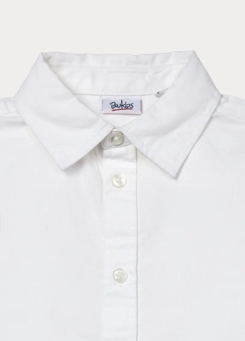 Camicia In Twill Di Puro Cotone Bambino, Bianco gesso miniatura 3
