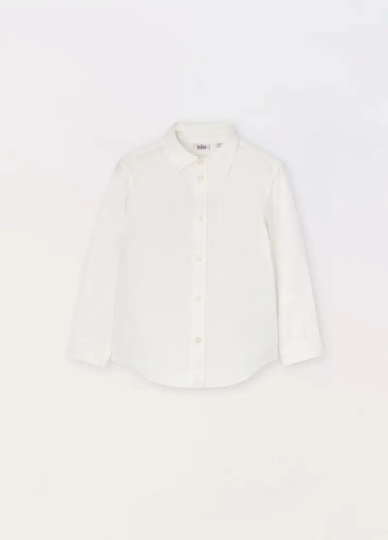 Blukids, Camicia In Twill Di Puro Cotone Bambino, Bianco panna, Taglia: 3-4