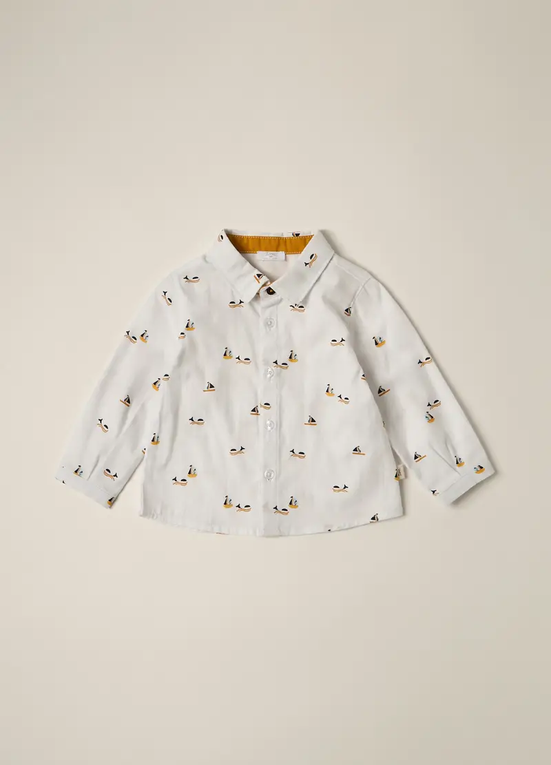 Camicia In Twill Di Puro Cotone Iana Neonato, Bianco