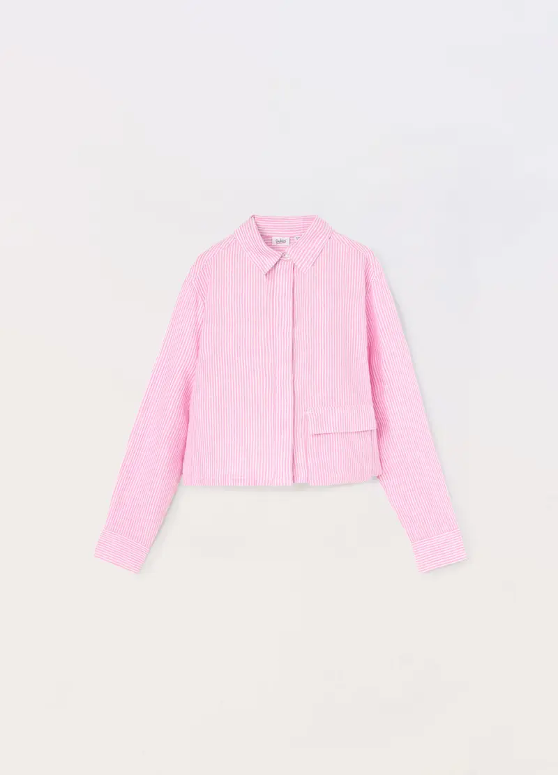 Blukids, Camicia Misto Lino A Righe Ragazza, Bambina, Rosa pastello, Taglia: 11-12