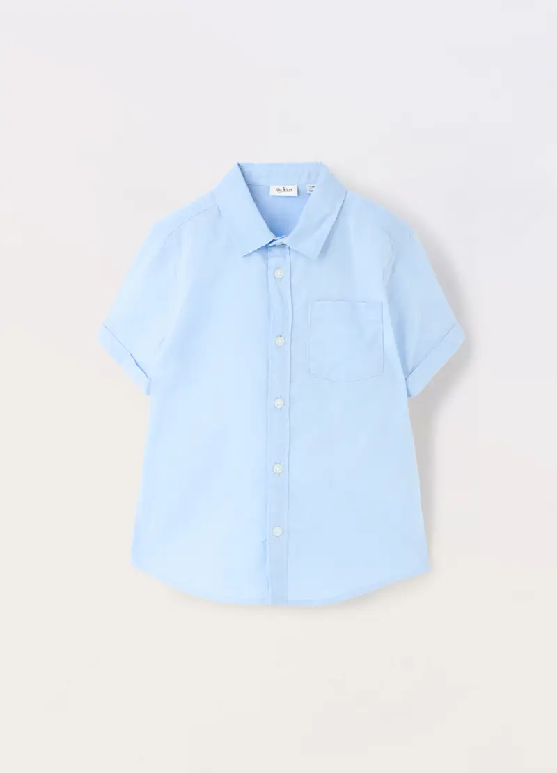 Blukids, Camicia Misto Lino Bambino, Azzurro chiaro, Taglia: 3-4