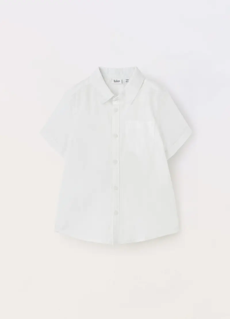 Camicia Misto Lino Bambino, Bianco gesso