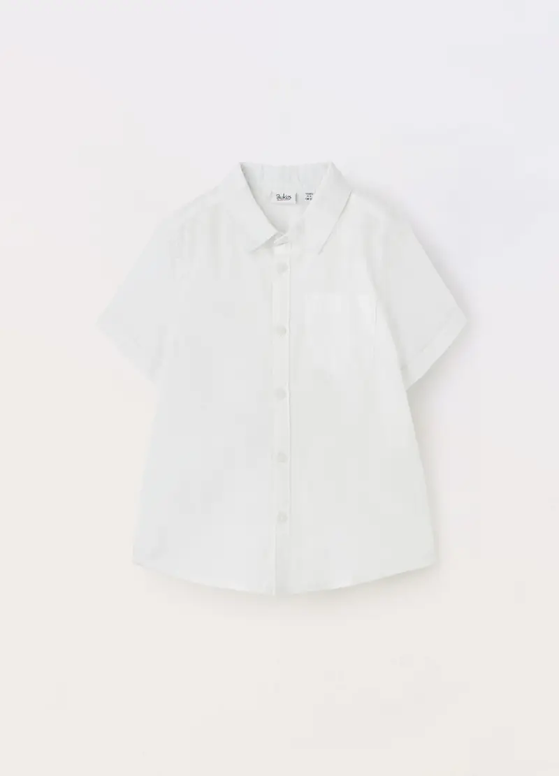 Blukids, Camicia Misto Lino Bambino, Bianco gesso, Taglia: 4-5