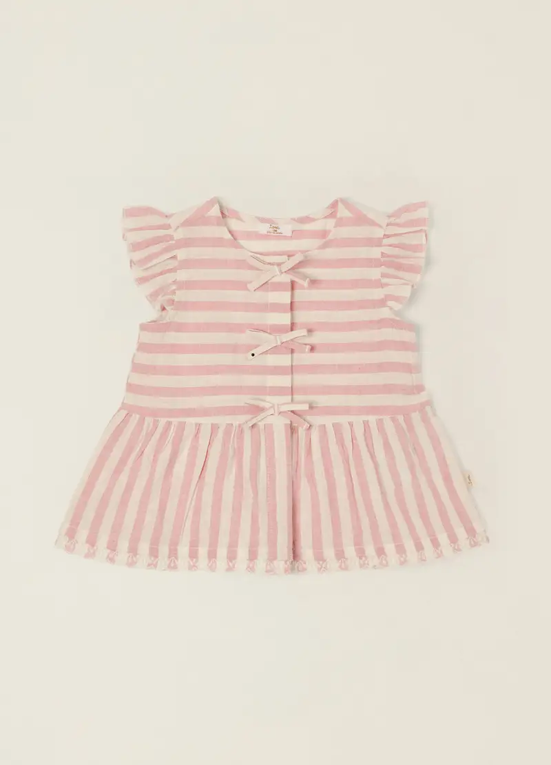 Blukids Camicia Misto Lino Iana, Neonata, Bianco/Rosa