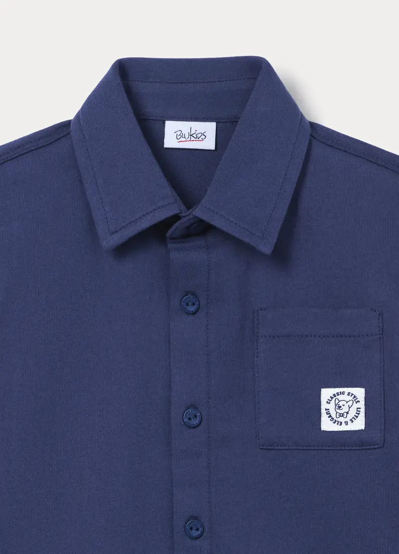 Camicia Regular Fit Con Colletto Alla Francese In Jersey Bimbo, Bambino, Blu scuro miniatura 3