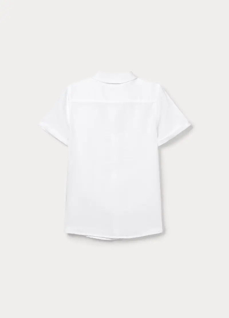 Camicia Regular Fit Con Collo Alla Francese Misto Lino Ragazzo, Bambino, Bianco gesso miniatura 2