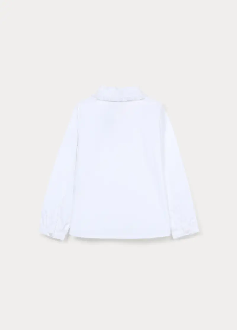 Camicia Regular Fit In Popeline Di Puro Cotone Bambina, Bianco gesso miniatura 2