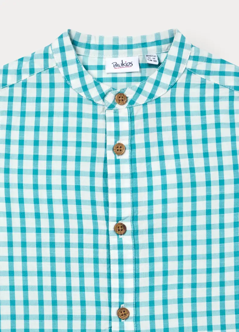 Camicia Regular Fit In Puro Cotone Bimbo, Bambino, Bianco/Azzurro miniatura 3