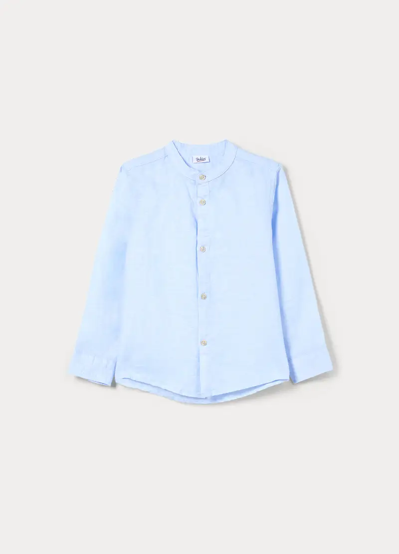 Camicia Regular Fit Misto Lino Bambino, Azzurro chiaro