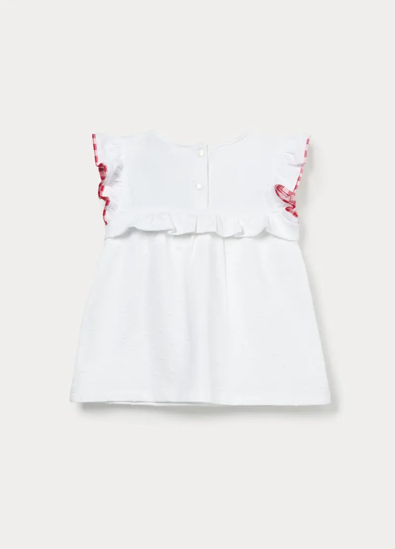 Canotta In Jersey Di Cotone Stretch Bimba, Bambina, Bianco miniatura 2