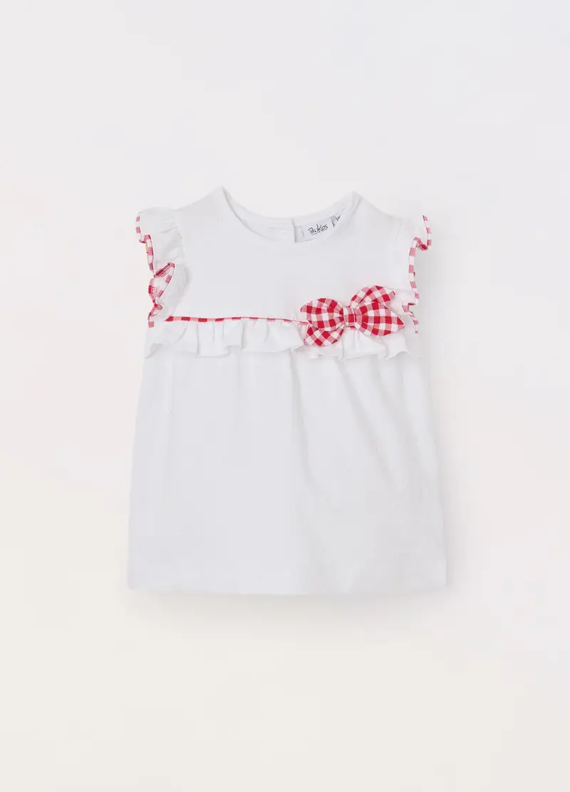 Blukids, Canotta In Jersey Di Cotone Stretch Neonata, Bambina, Bianco/Rosso, Taglia: 9-12